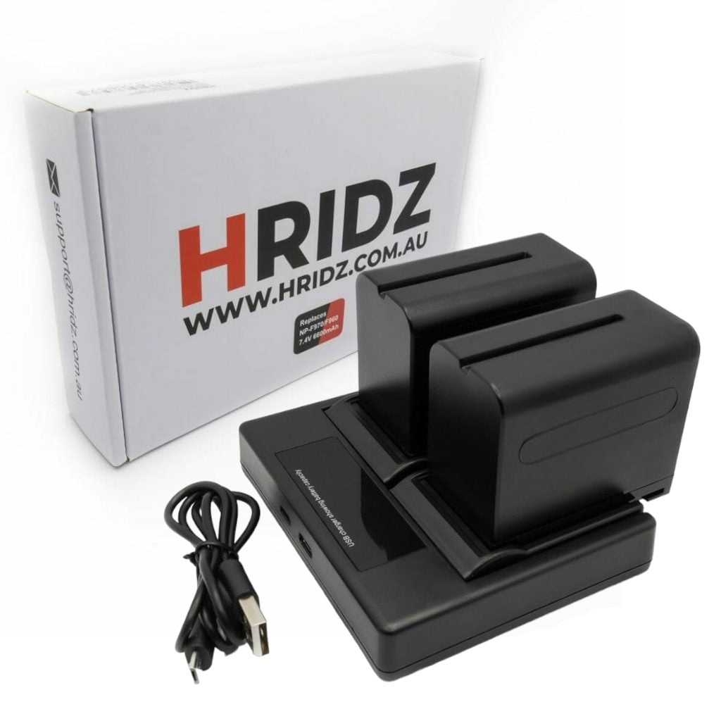 HRIDZ Combo Pack 6600mAh NP-F970 Batteries and Charger set