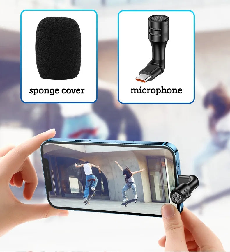 HRIDZ Portable Mini Microphone 3.5mm Stereo Type-C Flexural Bendable Mic - HRIDZ