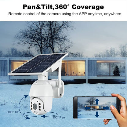 4G Security Camera Solar Flood Light 24/7 PTZ Home Remote Live Camera Outdoor
