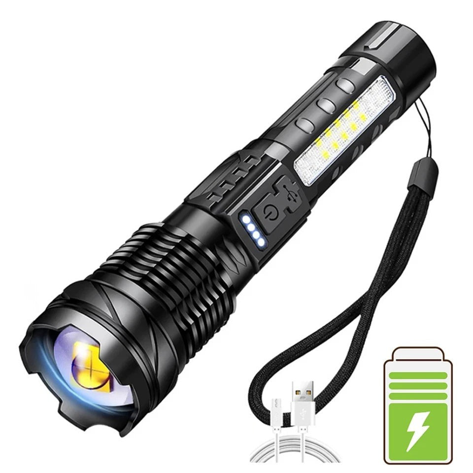 A76 XHP50 LED Flashlight – 2300 Lumens, USB Rechargeable, Waterproof, 7 Modes for Camping & Outdoor Adventures - HRIDZ