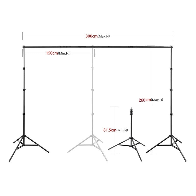 Heavy Duty Backdrop Support System 2.6m*3m for Photography Background Video Studio - HRIDZ