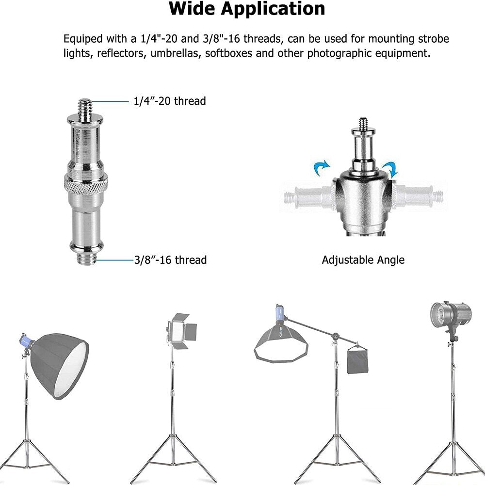 Hridz 280cm Stainless Steel Light Stand Black Colour Heavy Duty with 1/4" to 3/8" Spigot - HRIDZ