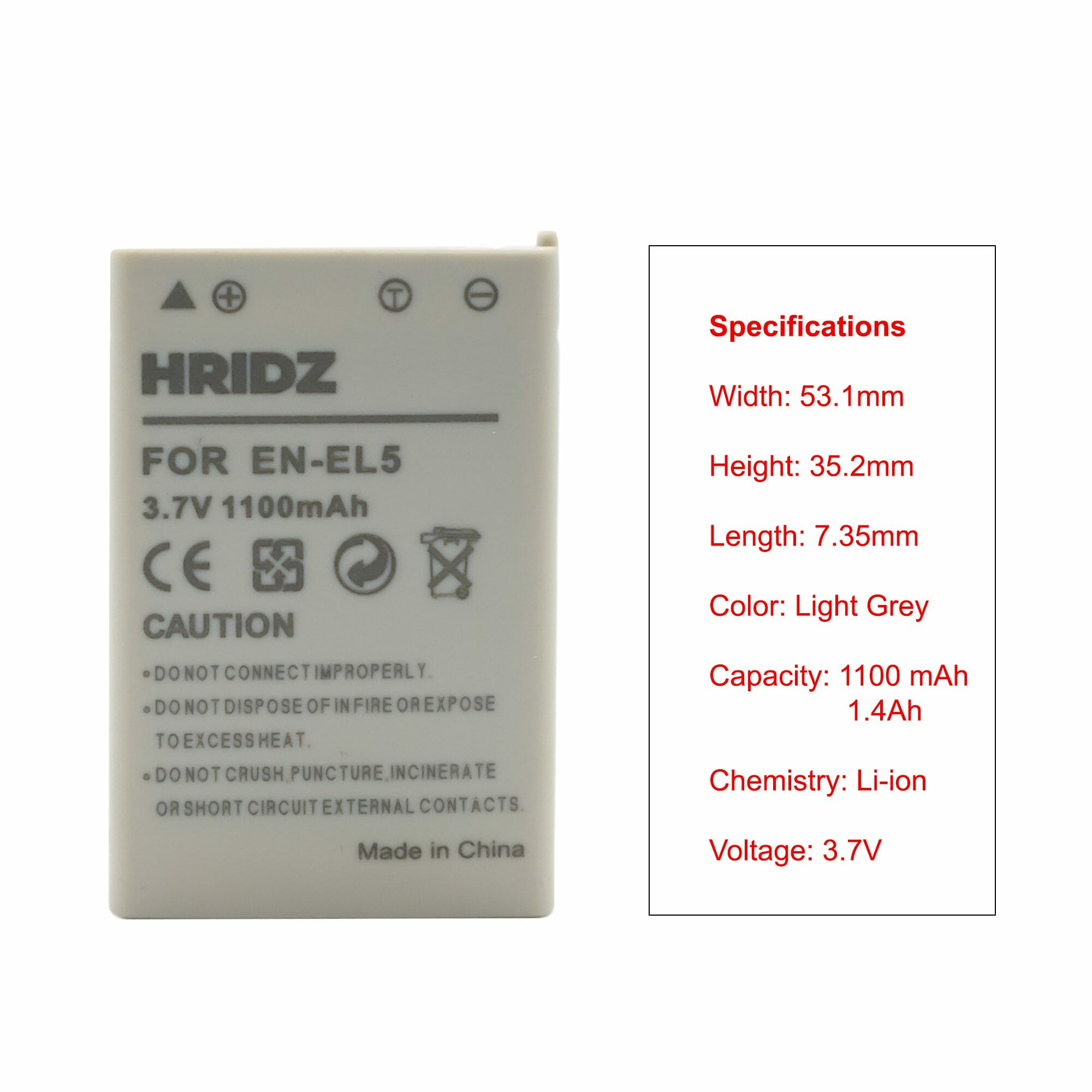 HRIDZ EN-EL5 Battery for Nikon Coolpix 3700 4200 5200 5900 7900 E3700 P5000 - HRIDZ