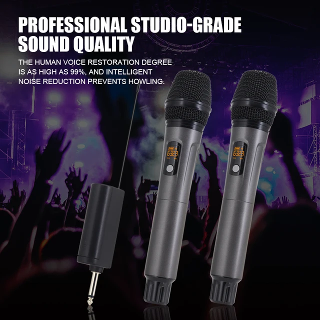 Hridz rechargeable UHF dual channel wireless microphone system for performances, speech teaching - HRIDZ