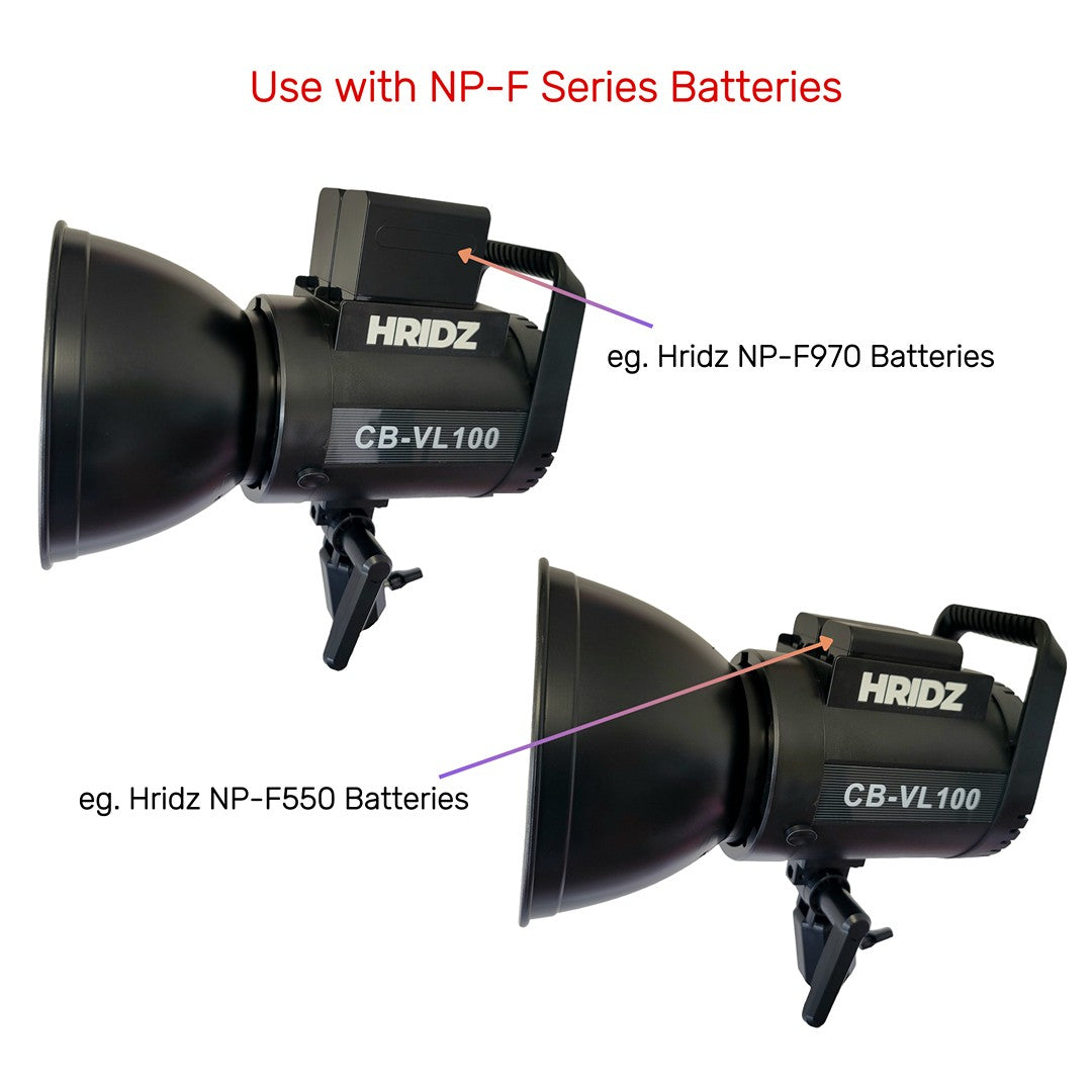 HRIDZ 100W Outdoor LED VL100 Video Light Bi-color with NP-F550 Batteries & Charger - HRIDZ