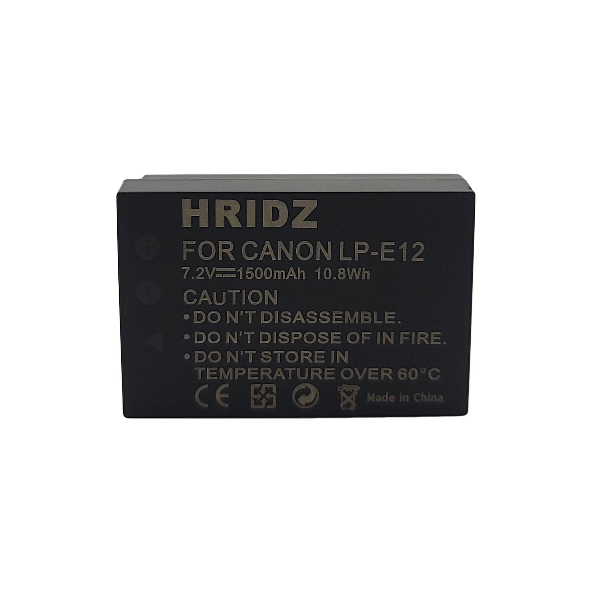 Hridz LP-E12 Battery for Canon LP-E12 EOS M M10 M50 M100 M200 SX70 SL1 - HRIDZ