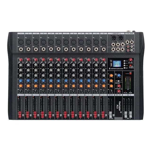 Hridz 12 Channel Mixing Console Live Studio Audio DJ Mixer Sound Board USB Interface - HRIDZ