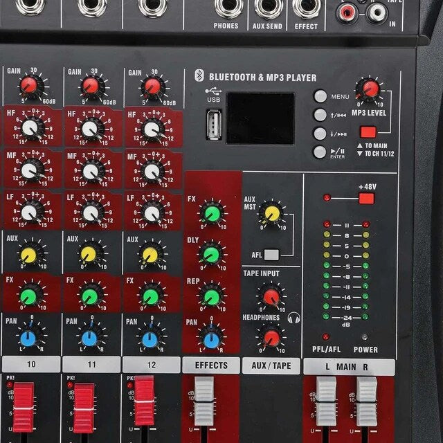 Hridz 12 Channel Mixing Console Live Studio Audio DJ Mixer Sound Board USB Interface - HRIDZ