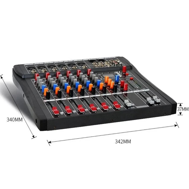 Hridz 6 Channels Bluetooth Mixer DJ Live Studio Audio Mixer USB Console Amplifier AUX - HRIDZ