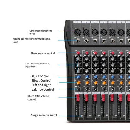 Hridz 8 Channels Audio Sound Mixer with Wireless UHF Microphones bundle