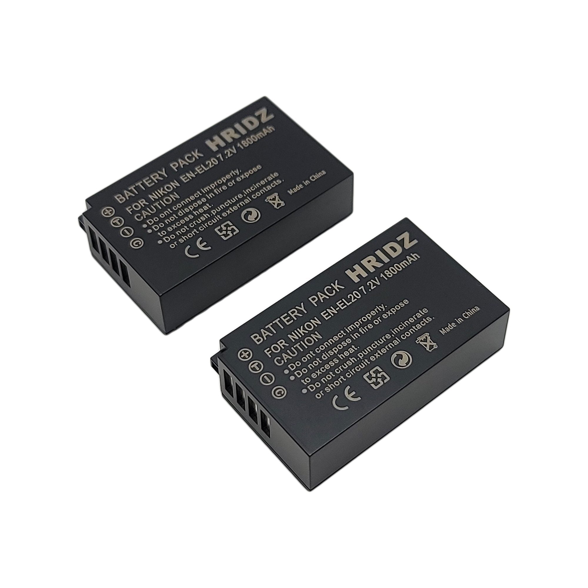 Hridz EN-EL20 Battery for Nikon EN-EL20 EL20A J1 J2 J3 S1 V3 A AW1 EL20A - HRIDZ