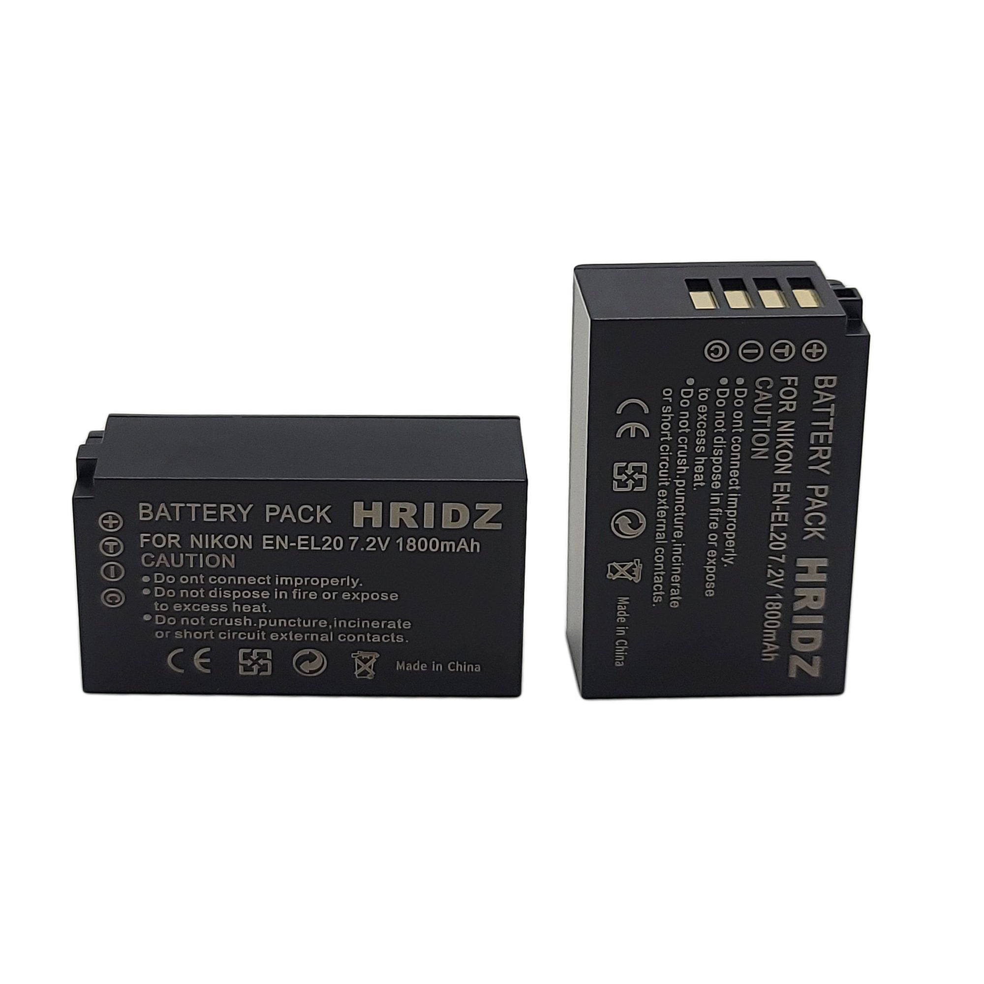 Hridz EN-EL20 Battery for Nikon EN-EL20 EL20A J1 J2 J3 S1 V3 A AW1 EL20A - HRIDZ