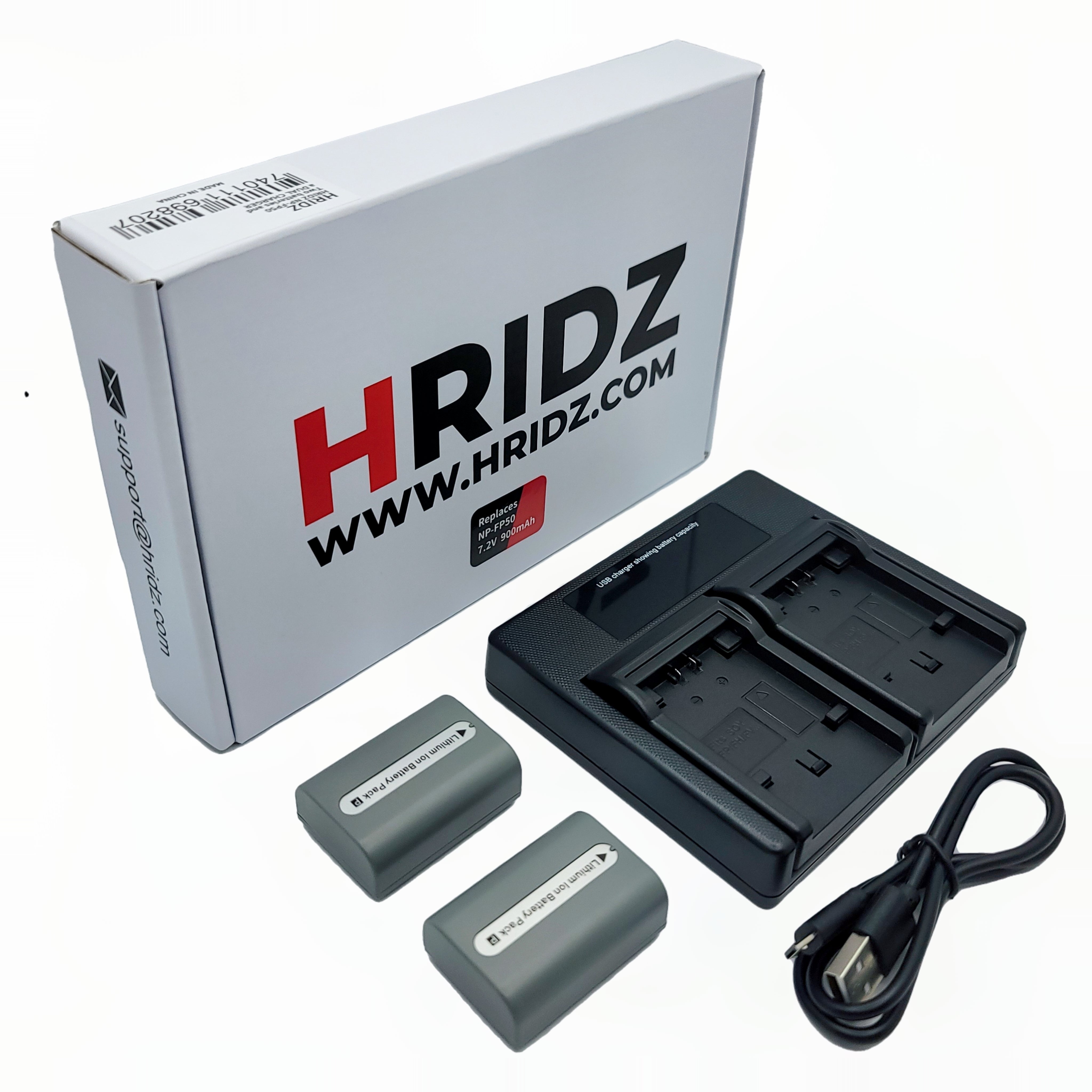 Hridz NP-FP50 Batteries & Dual Charger Set For Sony NP-FP50 DCR-HC85 - HRIDZ