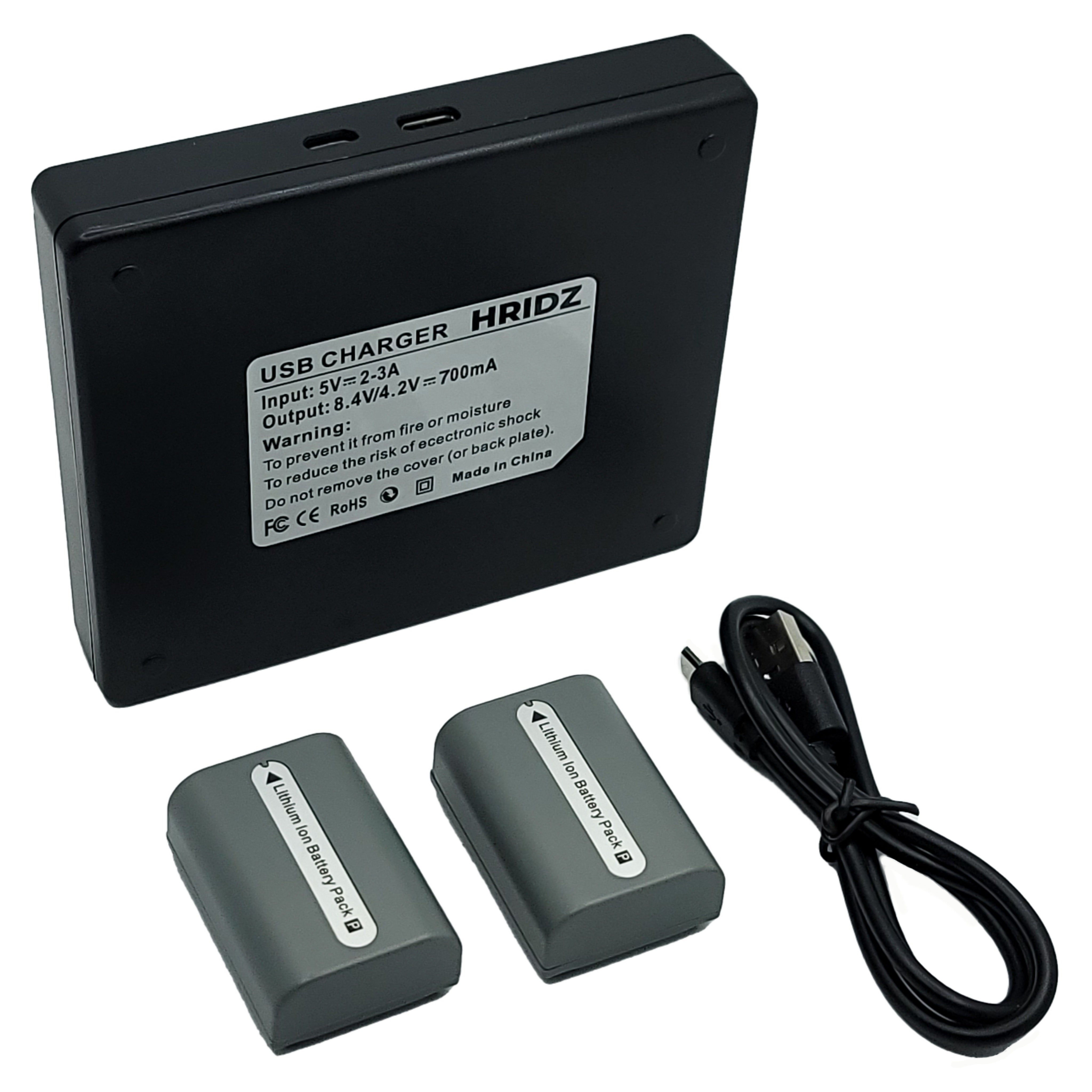 Hridz NP-FP50 Batteries & Dual Charger Set For Sony NP-FP50 DCR-HC85 - HRIDZ