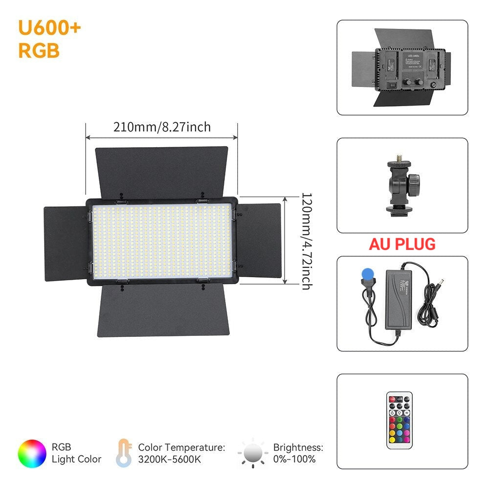 Hridz U800 RGB Video Light Dimmable Wireless LED Lights for Photo Studio Wedding - HRIDZ