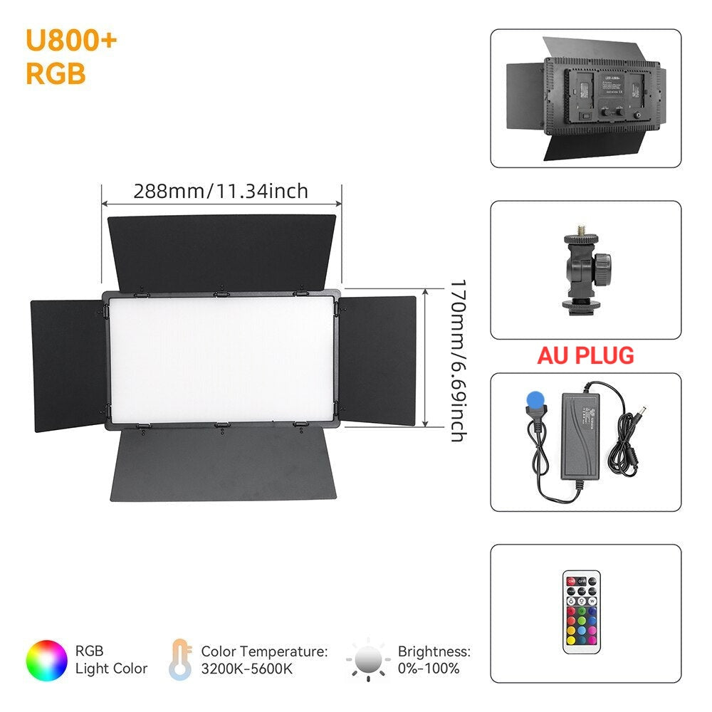 Hridz U800 RGB Video Light Dimmable Wireless LED Lights for Photo Studio Wedding - HRIDZ