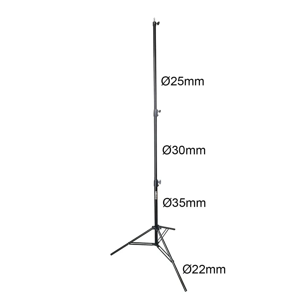 Hridz 280cm Stainless Steel Light Stand Black Colour Heavy Duty with 1/4" to 3/8" Spigot - HRIDZ