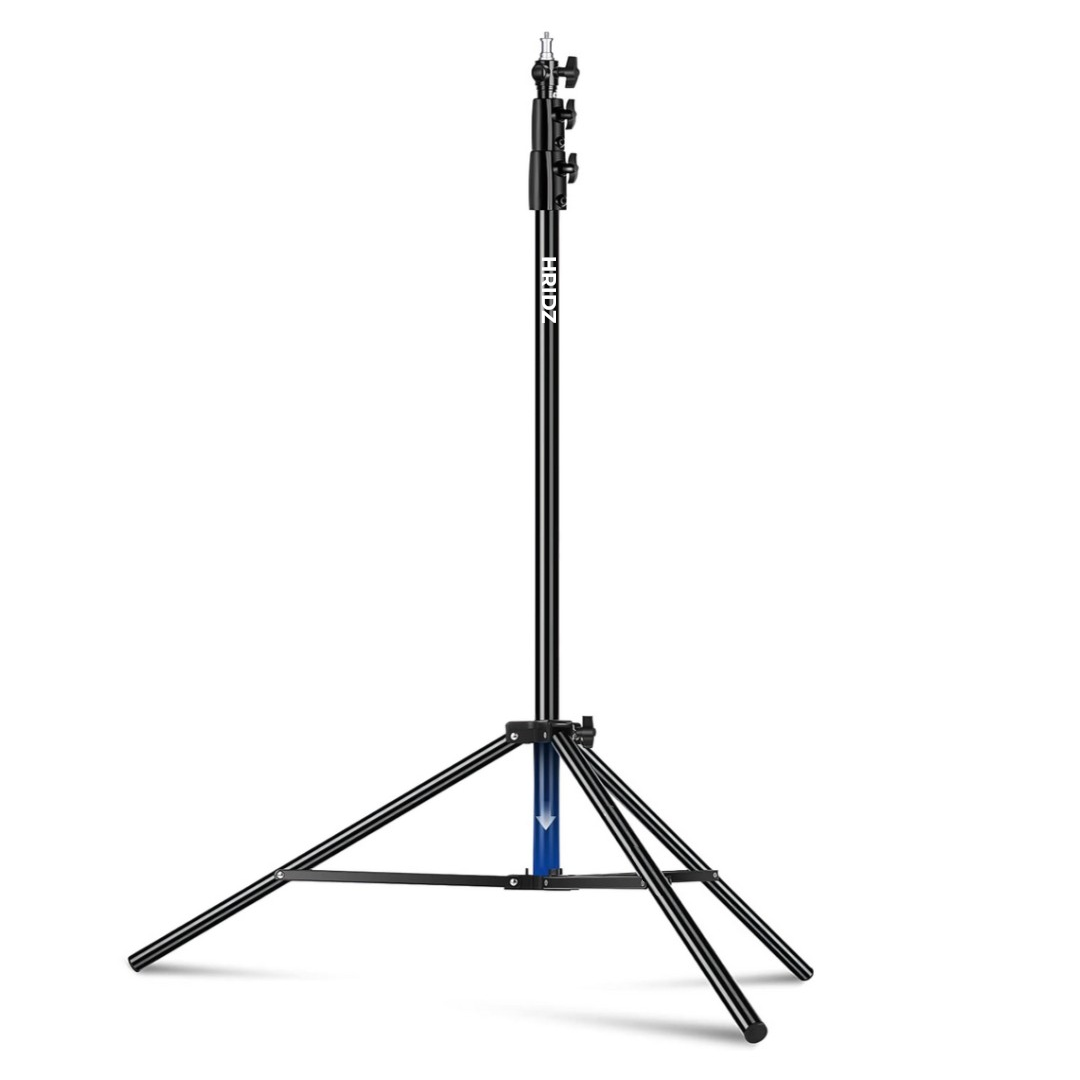 Hridz 280cm Stainless Steel Light Stand Black Colour Heavy Duty with 1/4" to 3/8" Spigot - HRIDZ