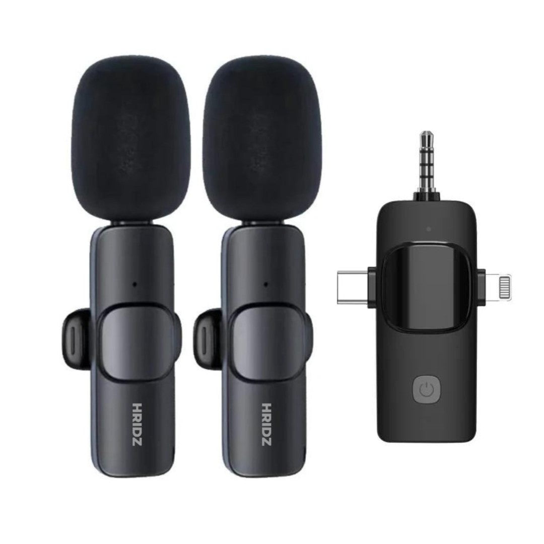 Hridz K31 Wireless Mini Microphone 3 in 1 for iOS, Android, Camera Smartphone DSLR Desktop Laptop - HRIDZ