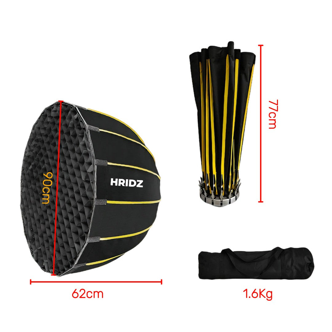 Hridz 90cm Bowens Parabolic Softbox Diffuser with Honeycomb grid For Video Lights BM-H90 - HRIDZ