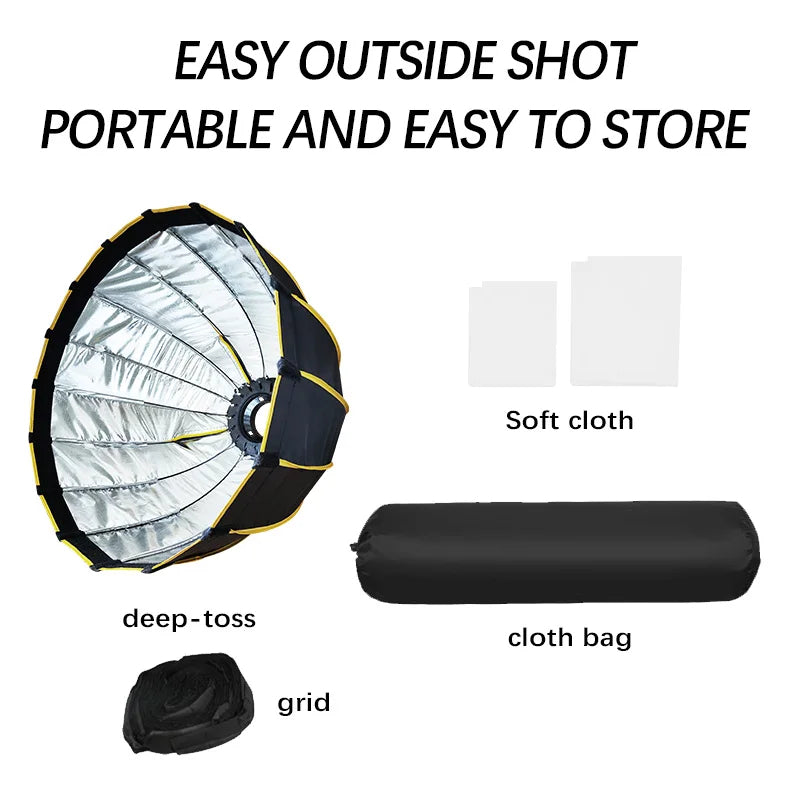 Hridz 90cm Bowens Parabolic Softbox Diffuser with Honeycomb grid For Video Lights BM-H90 - HRIDZ