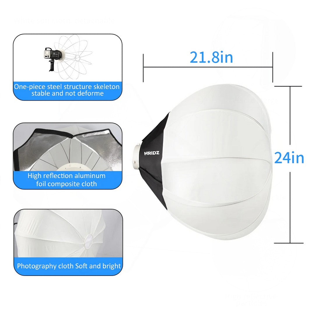 Hridz GLS65 65cm Globe Lantern Softbox Bowens mount For Video Studio Photography - HRIDZ