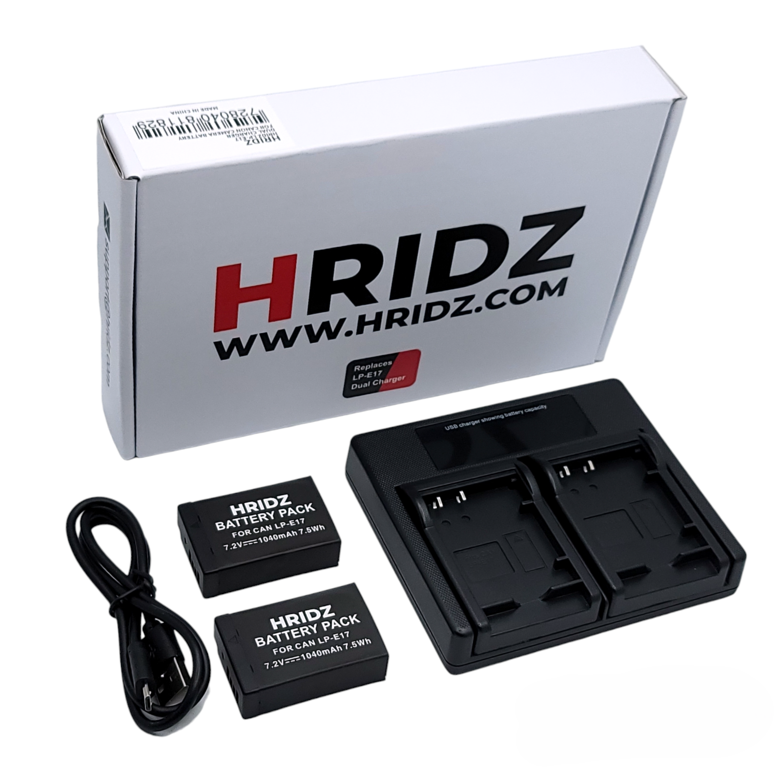 Hridz LP-E17 Batteries & Dual Charger For Canon EOS M6 200D 200D 77D 750D 760D 8000D - HRIDZ