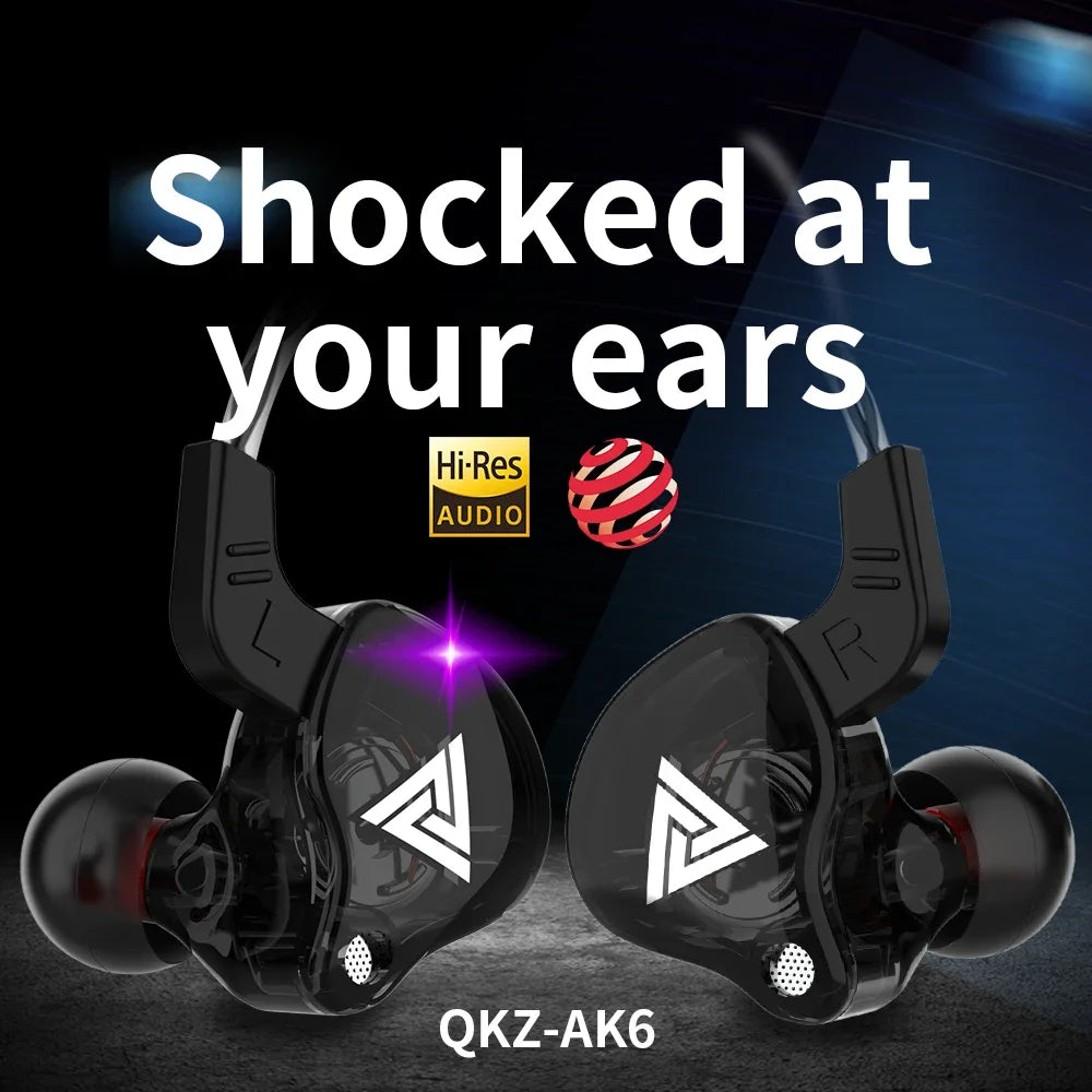 QKZ AK6 In Ear Earphone 6-Dynamic Driver Unit Headphone With Mic HIFI Headset - HRIDZ