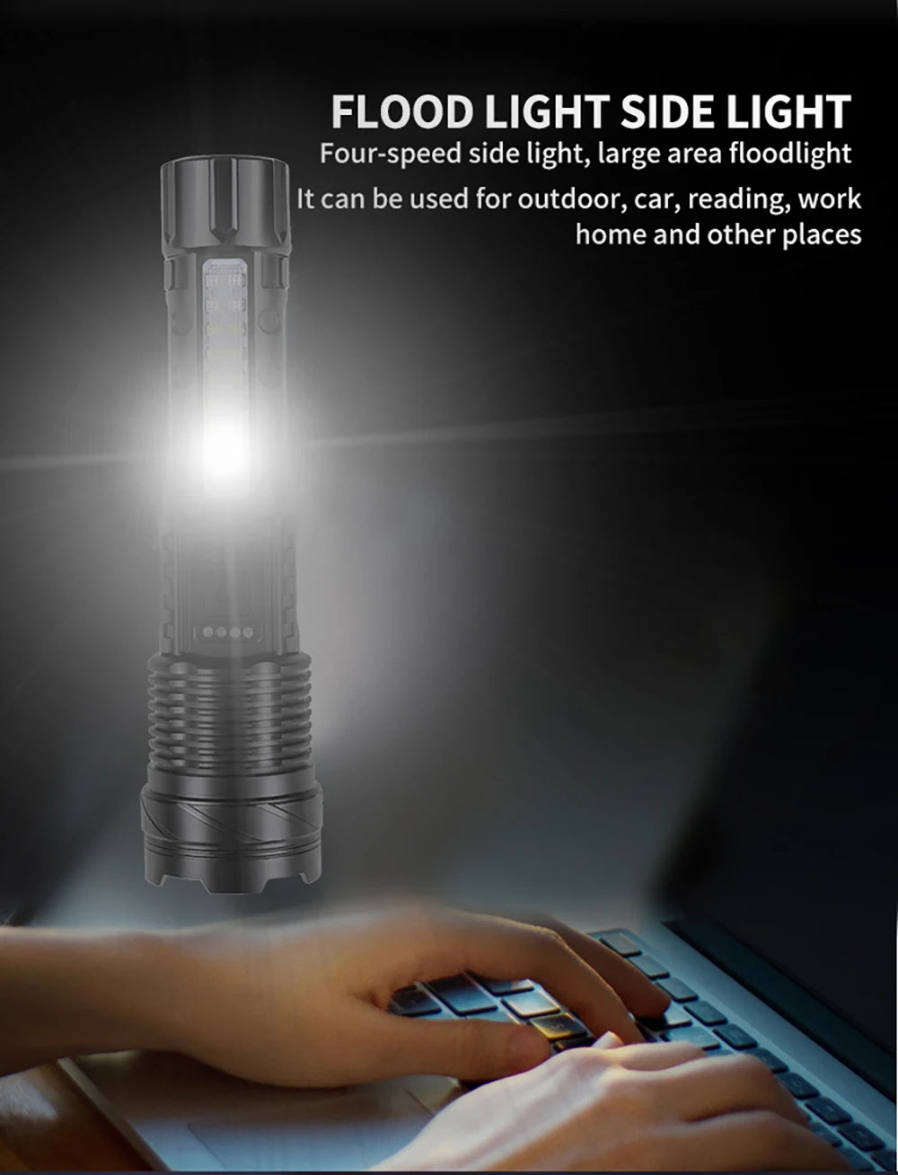 A76 XHP50 LED Flashlight – 2300 Lumens, USB Rechargeable, Waterproof, 7 Modes for Camping & Outdoor Adventures - HRIDZ