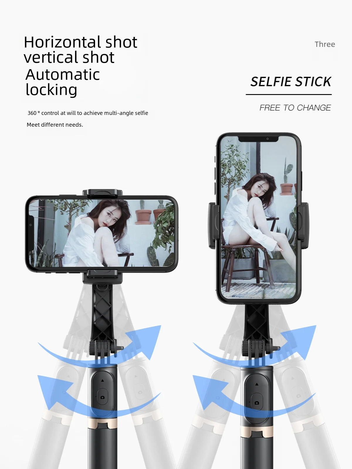 Q08 Single-axis Stabilizer Horizontal Vertical Selfie stick stand Phone Gimbal 3 in 1 Universal - HRIDZ