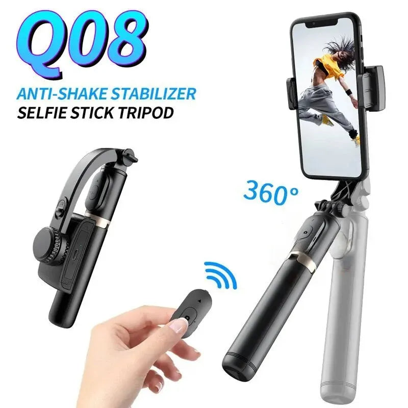 Q08 Single-axis Stabilizer Horizontal Vertical Selfie stick stand Phone Gimbal 3 in 1 Universal - HRIDZ