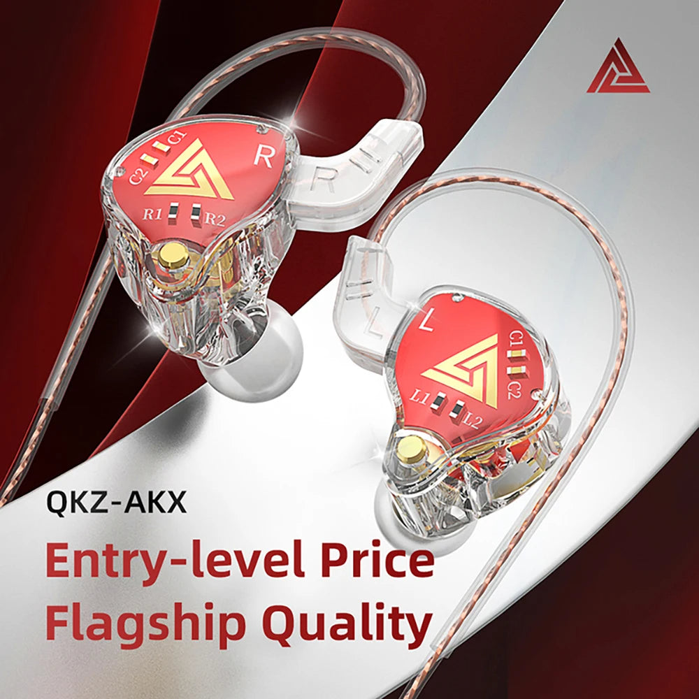 QKZ AKX HIFI Heavy Bass In-Ear Earphones With Mic IEM Level 3.5mm Headphone DMX - HRIDZ