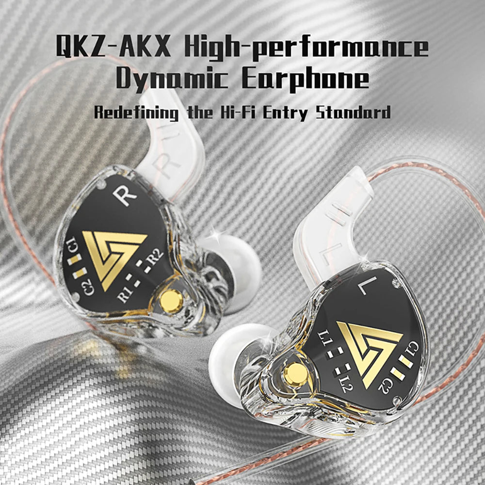 QKZ AKX HIFI Heavy Bass In-Ear Earphones With Mic IEM Level 3.5mm Headphone DMX - HRIDZ