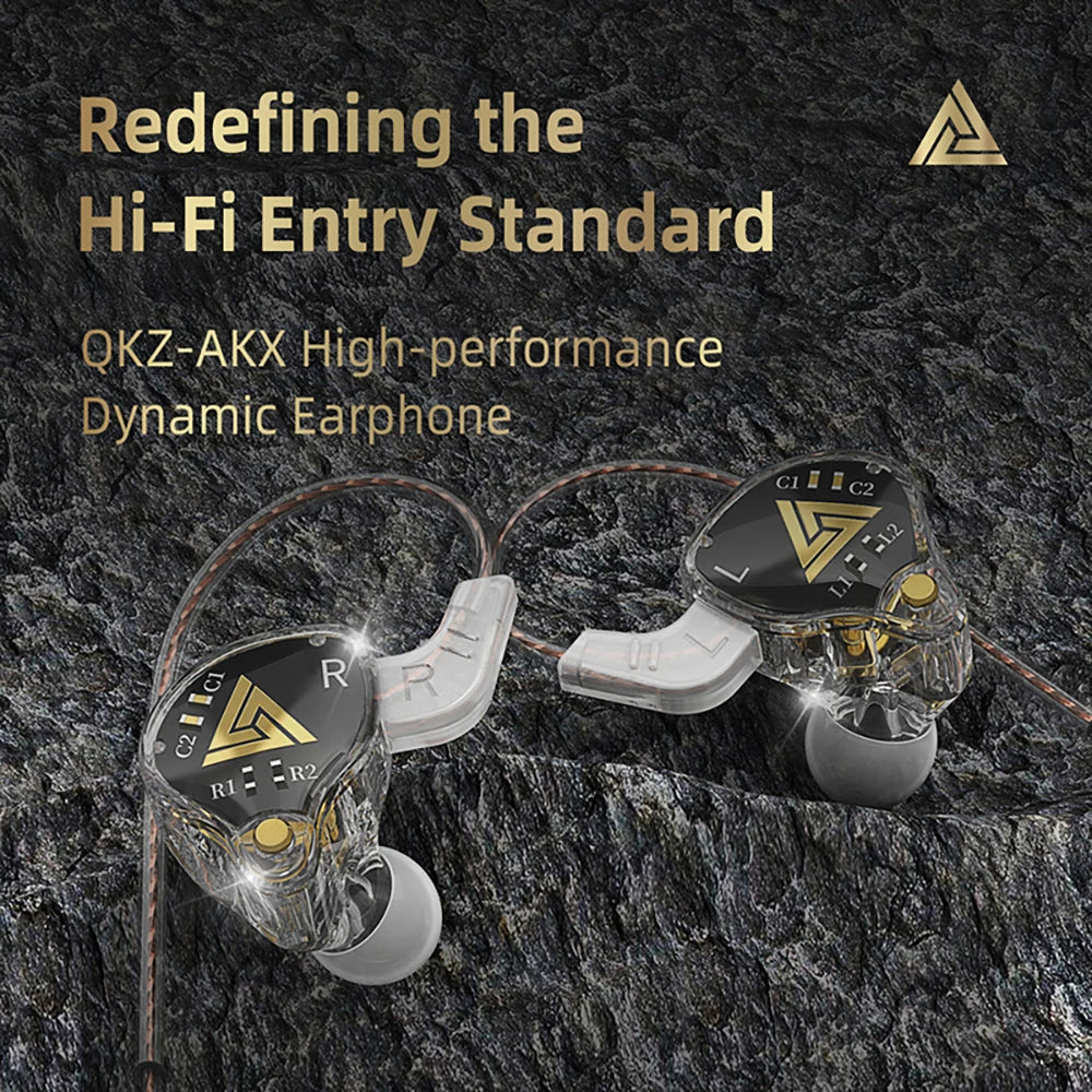 QKZ AKX HIFI Heavy Bass In-Ear Earphones With Mic IEM Level 3.5mm Headphone DMX - HRIDZ