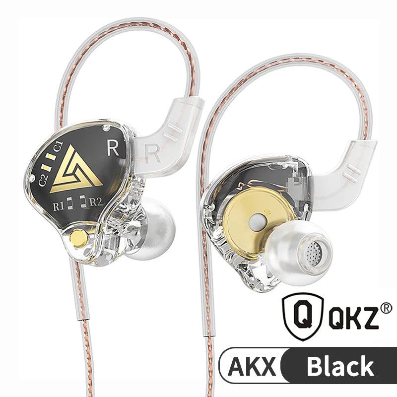 QKZ AKX HIFI Heavy Bass In-Ear Earphones With Mic IEM Level 3.5mm Headphone DMX - HRIDZ