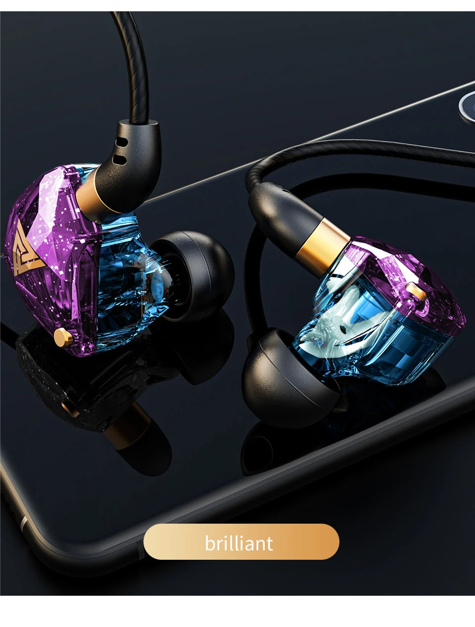 QKZ SK8 Wired Headset HIFI Dynamic Stereo Heavy Bass 3.5MM AUX In Ear Monitor Earphone Game Sport Music Headphones With MIC - HRIDZ