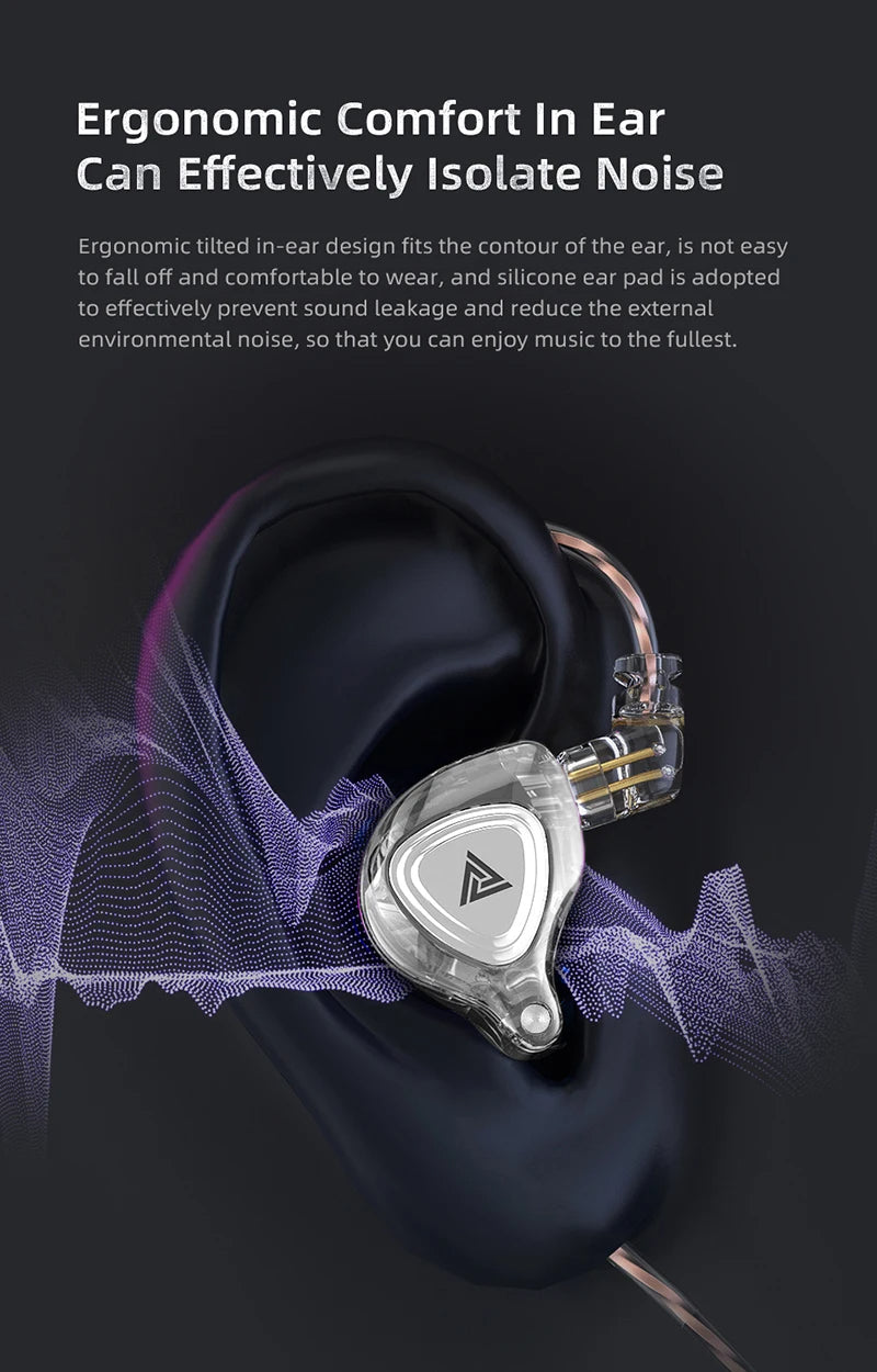 QKZ ZX3 No-Mic Dynamic Earphone In-Ear Monitor HiFi Heavy Bass Wired Headphones Gaming Sports Music Stereo Headsets - HRIDZ