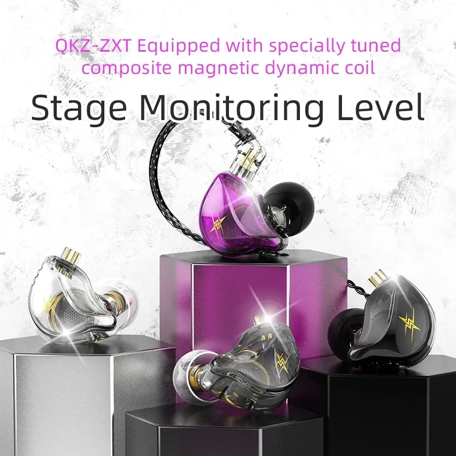 ZXT In-Ear Wired Double Earphones Clear No-Mic Dynamic DJ Monitor IEM Earbuds HIFI Music Sport Headphone - HRIDZ