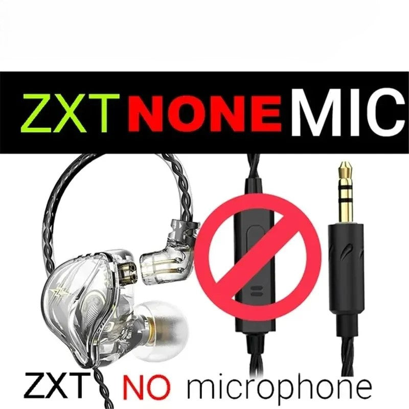 ZXT In-Ear Wired Double Earphones Clear No-Mic Dynamic DJ Monitor IEM Earbuds HIFI Music Sport Headphone - HRIDZ