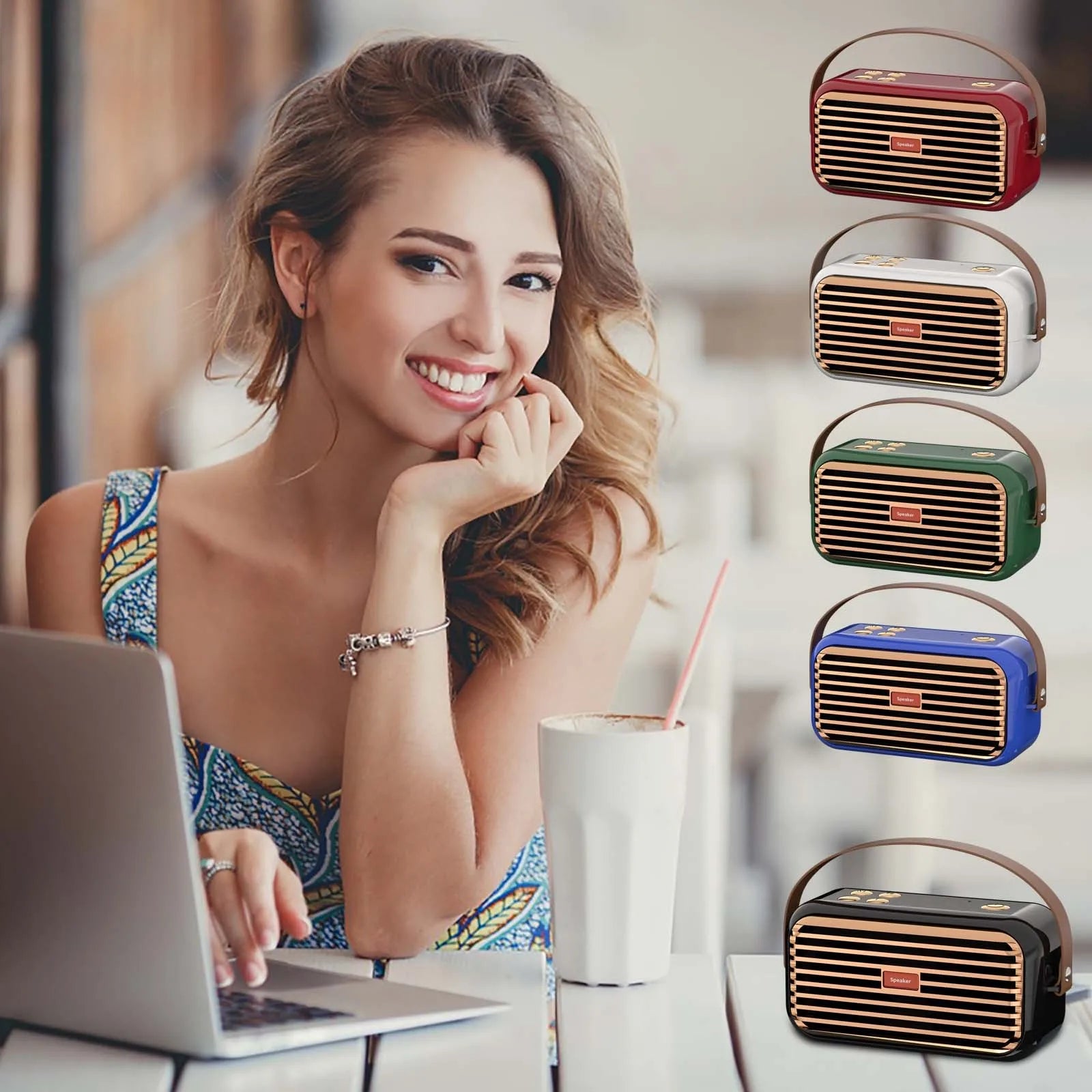 Retro Smart Wireless Speaker Portable for Desktop PC With High-Quality Stereo Hifi Sound - HRIDZ