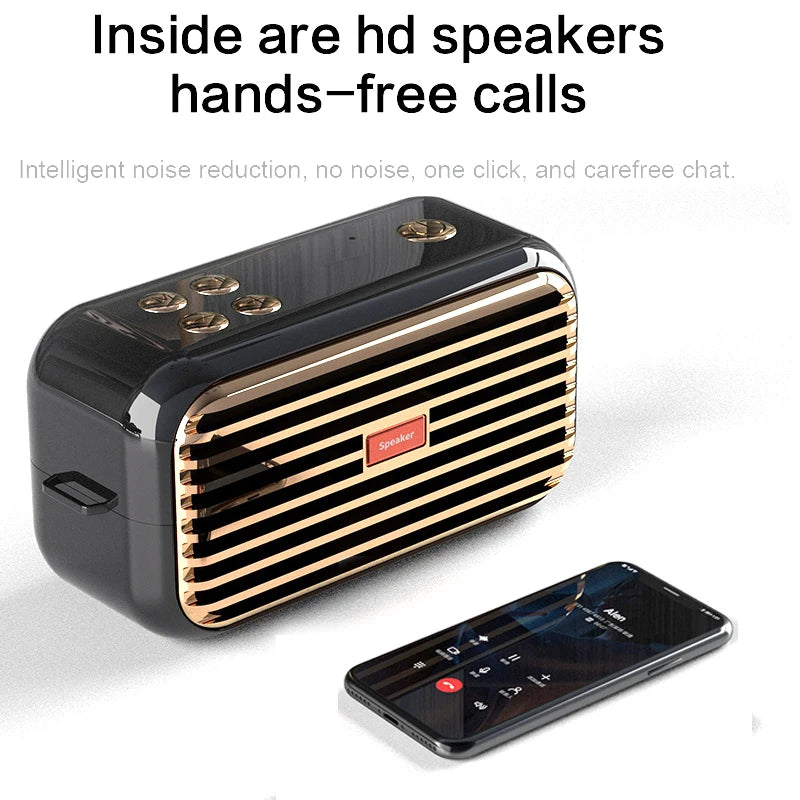 Retro Smart Wireless Speaker Portable for Desktop PC With High-Quality Stereo Hifi Sound - HRIDZ