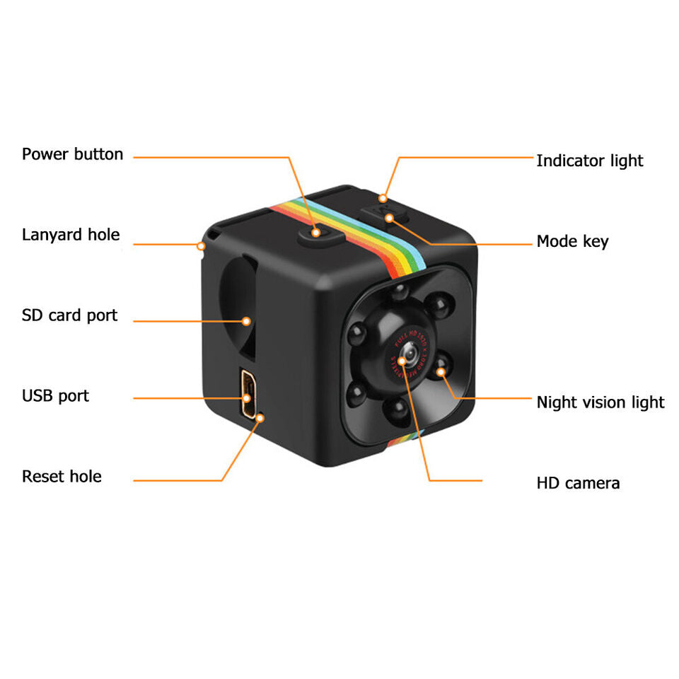 SQ11 Mini Cube Action Camera - Full HD 1080P DVR Aerial Camera Matte Night Vision - HRIDZ