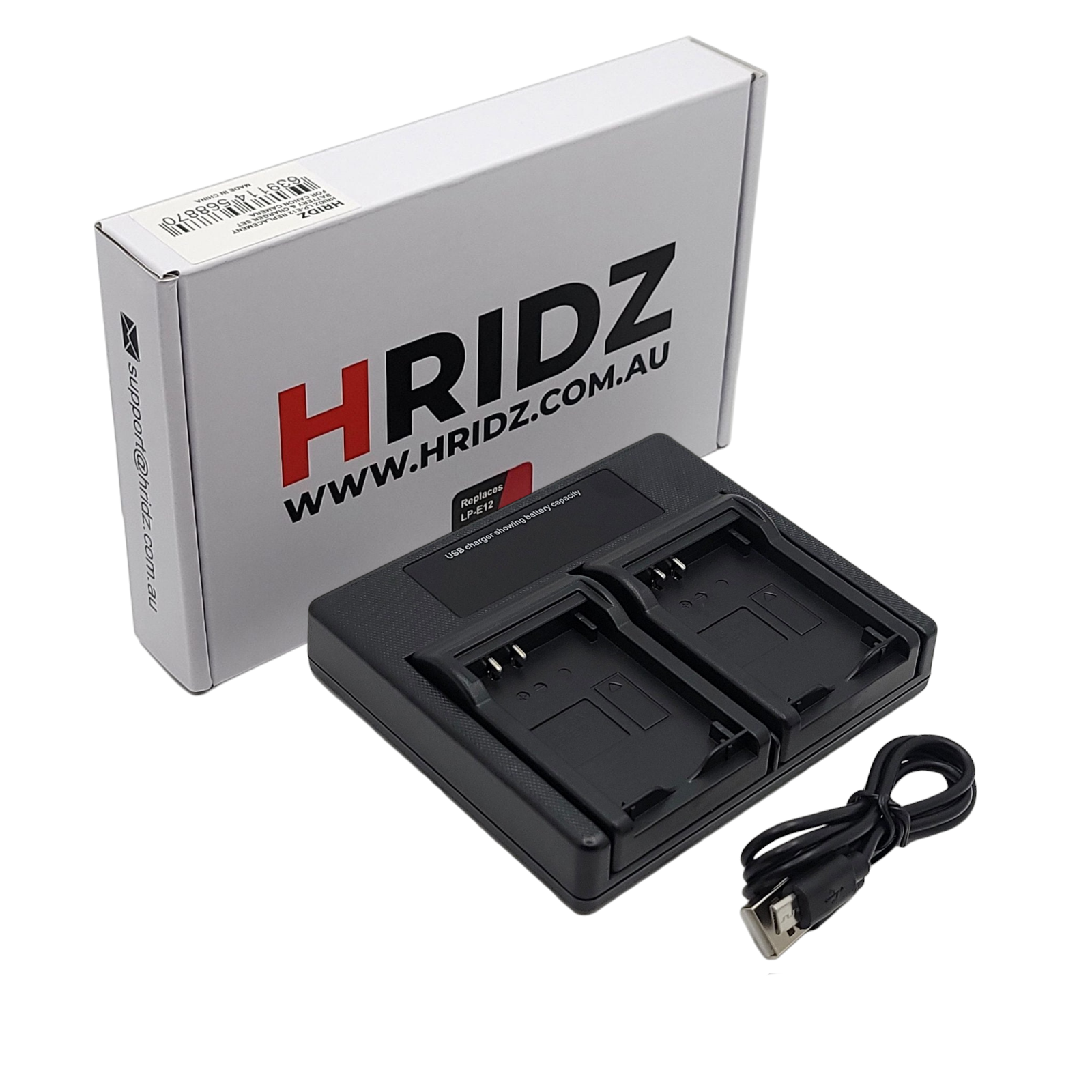 Hridz LP-E12 Dual Smart LCD Charger for Canon EOS M M2 M10 M50 M50ii M100 M200 SL1 SX70 - HRIDZ