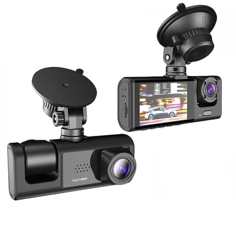 1080p Dashcam 32GB memory card 3 Cameras With IR Night Vision Loop Recording 2 inch IPS Screen - Front Rear Camera