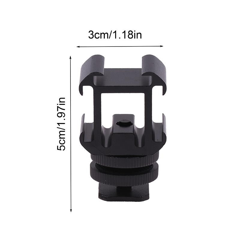 Triple Hot Shoe Mount Adapter Bracket Stand Holder for DSLR Camera LED Mic Flash - HRIDZ