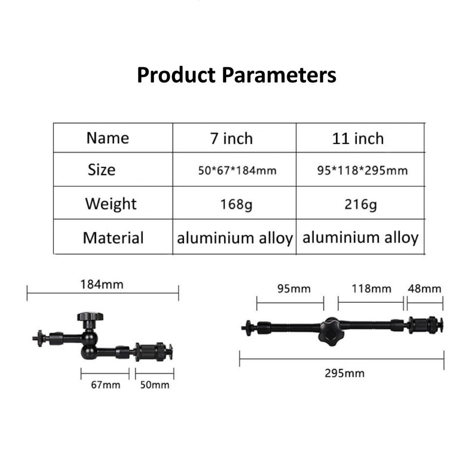 Hridz 11inch Metal Articulating Magic Arm with cold shoe Super Crab Clamp Holder Stand - HRIDZ