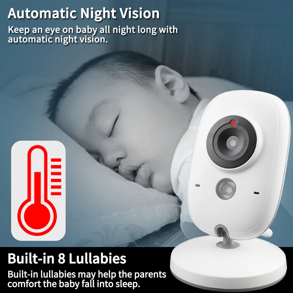 Video Baby Monitor camera with 3.2" LCD Wireless No app needed Audio Monitor with Camera Baby Alarm - HRIDZ