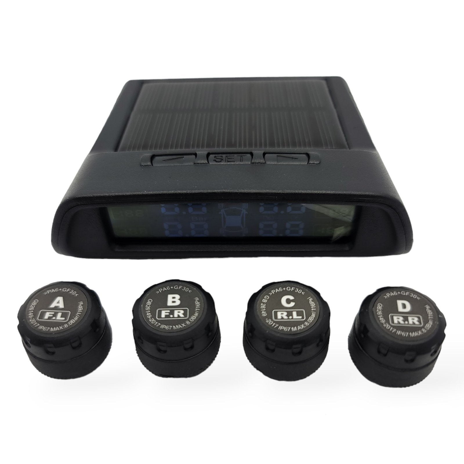 HRIDZ 1050 Solar Wireless TPMS Car Tire Tyre Pressure Monitor Monitoring System 4 Sensors - HRIDZ