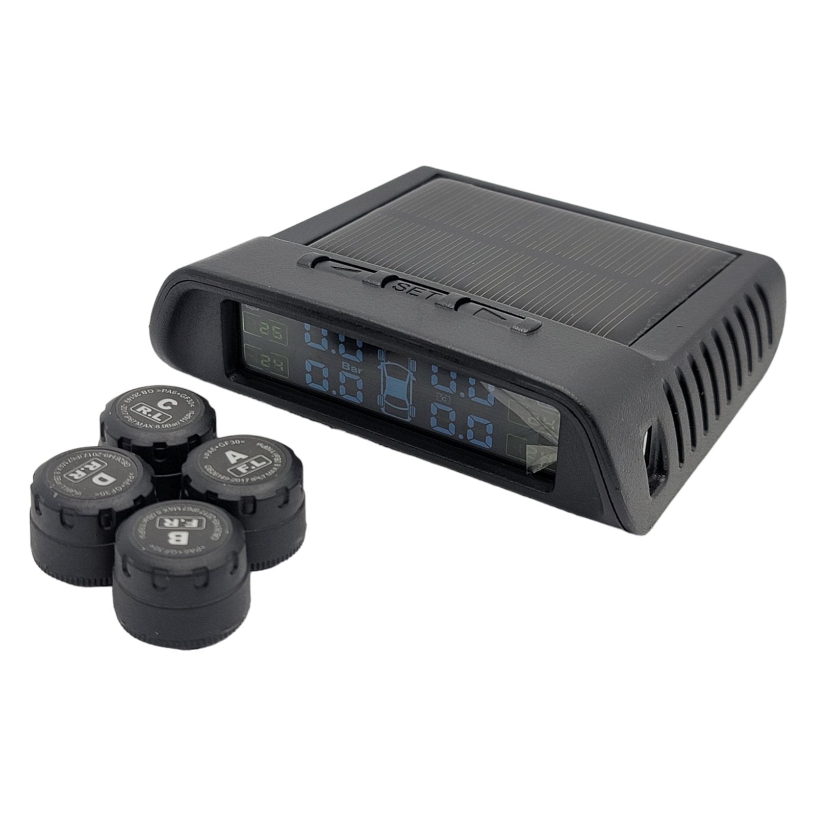 HRIDZ 1050 Solar Wireless TPMS Car Tire Tyre Pressure Monitor Monitoring System 4 Sensors - HRIDZ