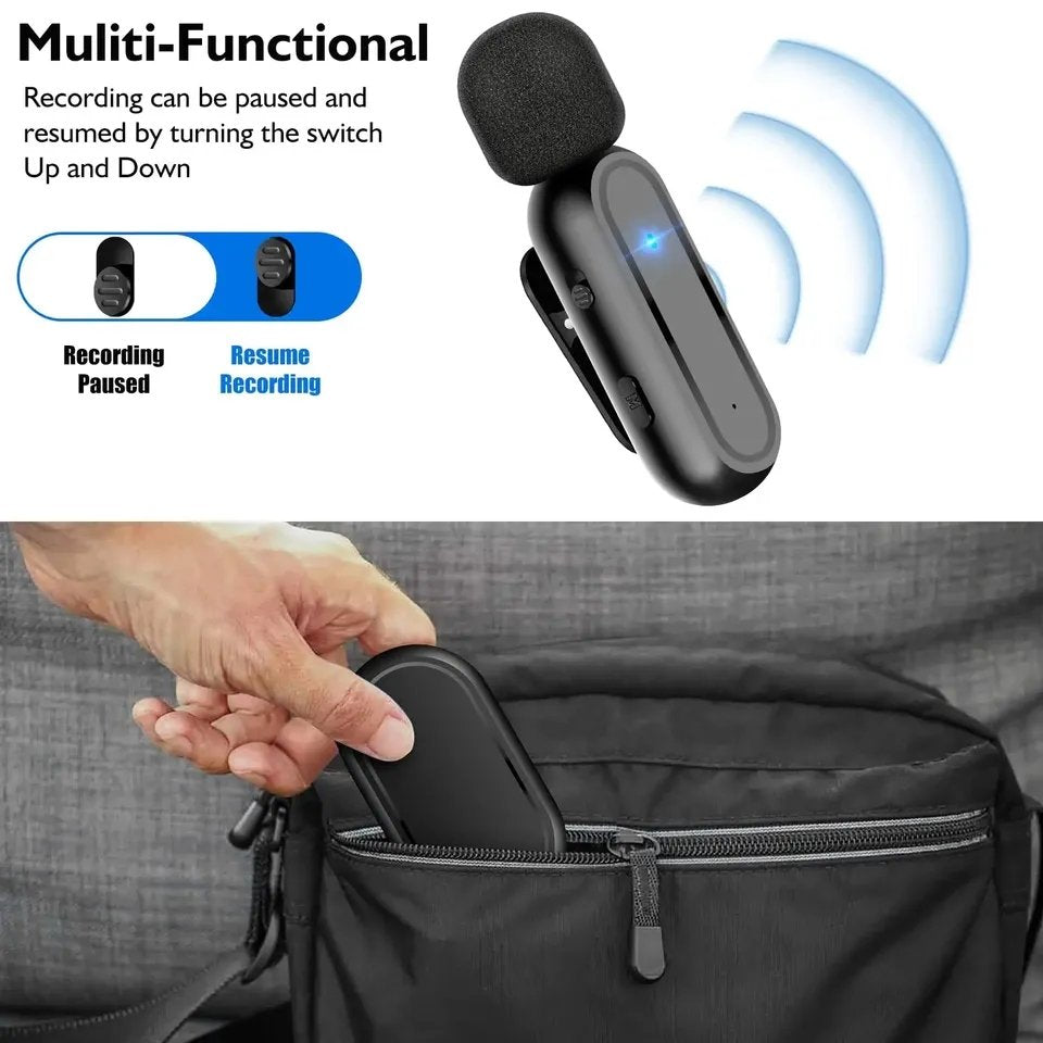 Professional Wireless Lavalier Microphone Set with Portable Charging Box Crystal Clear Audio - HRIDZ